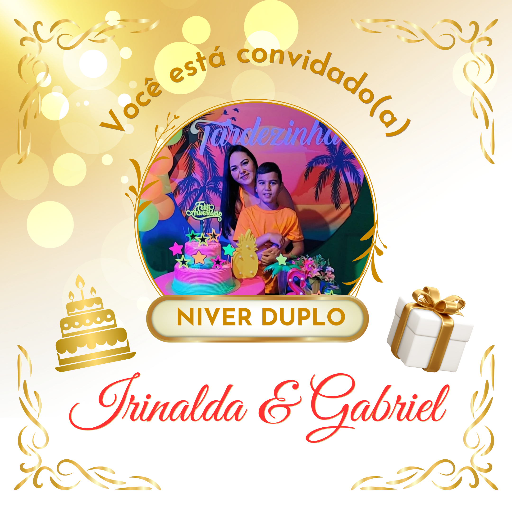 Irinalda e Gabriel celebrando